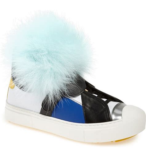 fendi karlito genuine fox fur trim high top sneaker|Women's Luxury Sneakers .